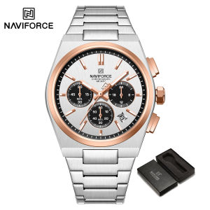 NAVIFORCE Men Casual Waterproof Watch Sports Fashion Original 2024 Quartz Chronograph Stainless Steel Couple Watch Gold