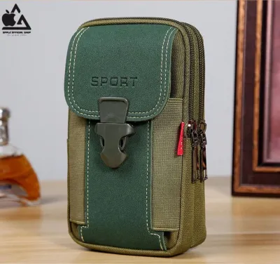 3in1 Sarung Hp / Dompet Pinggang Tegak Sport Adventure 3 Hp Universal 4 5 6 7 inchi Vertical Outdoor Kanvas Canvas Waist Bag Pouch Tas Handphone Vertikal Pria Cowok Tactical Army Tentara