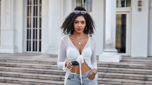 Avidlove  ท็อปครอปตาข่ายสำหรับผู้หญิง  Y2K  ท็อปคาร์นิวัลผูกเชือกด้านหน้า คาร์ดิแกนโปร่งใส เซ็กซี่  V  เสื้อผ้าคอปก  S-2XL