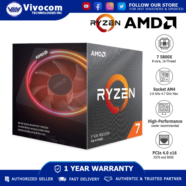 AMD Ryzen 7 5800X 8-core, 16-Thread Unlocked Desktop Processor | Lazada PH