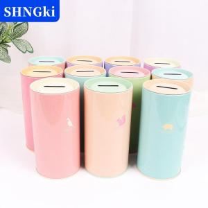 SHNGki 1PC tinplate Vòng động vật con heo đất màu sắc ngân hàng con heo đất kim loại đồng xu hộp trang trí nhà hộp tiền