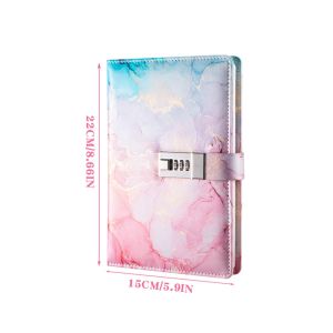 WOODP 180 Pages A5 Journal Notebook Protecting Secrets Thickened Password Book with Lock Fashion PU Leather Diary Book Student