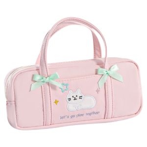OUREAL Cute Cat Pen Bag Large Capacity with Handle Storage Bags Makeup Organizer School Supplies