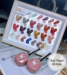 Sơn móng tay nail Thạch hồng nâu Sét sơn thạch 24 màu tặng bảng móng