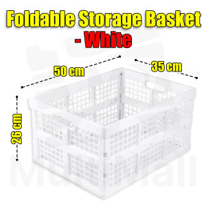 White Foldable Storage Basket–Stackable Folding Plastic Crates Collapsible Multifunctional Bin for Dirty Clothes in Bathroom and Bedroom – Space Saving Foldable and Portable Easy Storage Organizer for Toys Snacks Books Dirty Clothes and Towels