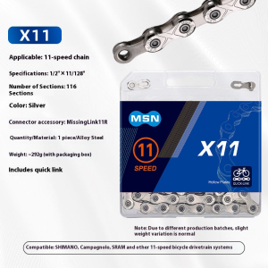 Bike Chain Silver Prevent Rust Extra Light Double MTB Road Bike Bicycle Chains X7- X11 EPT Chain MTB Road Bike Chain Titanium Original