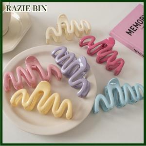 RAZIE BIN Dopamine màu kem hình học sóng dòng trở lại đầu tóc vuốt tóc vuốt tóc Clip Phụ Nữ Cô Gái kẹp tóc đuôi ngựa Phụ kiện tóc