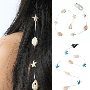 ERYRG Boho Starfish Seaside Decorative Hair Clip with Tassels Stylish Mermaid Hair Accent Pretty Versatile Shell Bead Strands for Travel