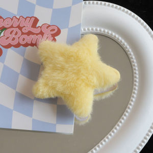 【♡Lovely girls house♡】Color Plush Pentagram Star Hairpin for Women Girls Sweet Cute Charm Hair Clip Aesthetic Y2k Hair Accessories Gift