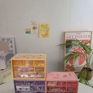 Allura Pengatur Pejabat Corak Anime Kotak Penyimpanan Drawer Organizer 6 Grid Cute Desktop Storage Box Stationery Holder Container Office School Supplies Desk Accessories Organization Solution Kawaii Character Design 可爱动漫抽屉盒 LL