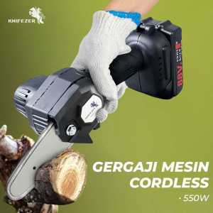 COD KNIFEZER Gergaji Mesin pemotong kayu Senso Cordless Chainsaw 88V 6 Inch 550W serbaguna portable