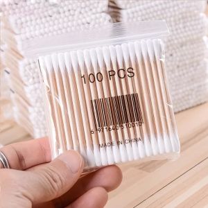 200pcs Baby Cotton Swab Newborn Disposable Ear Nose Scoop Double Degreased Cotton Tip Fluorescent Agent Free Baby Cotton