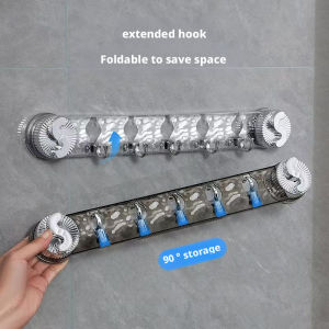 5 Hooks Rotating Suction Cup Row Hooks Strong Bathroom Kitchen Water Ripple Suction Cup Hooks