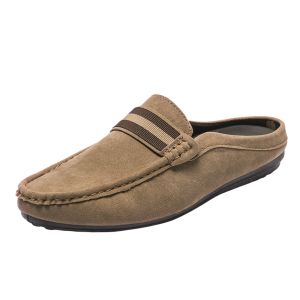 TOP TREND PH 2025 ( ADD 2 SIZE) MenS Suede Pease Design Mens Footwear Black Blue Khaki Casual Loafer  Half Shoes