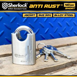 Sherlock Gembok Jaket Anti Rust 40 Mm Stainless Steel 304 Anti Karat
