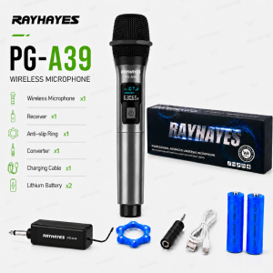 RAYHAYES Professional Wireless Microphone UHF Handheld Rechargeable Microphone for Karaoke