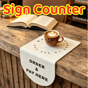 ORDER & PAY HERE Counter Sign 15x12cm Acrylic Tabletop Pick Up Coffee Sign for Cafe Shop