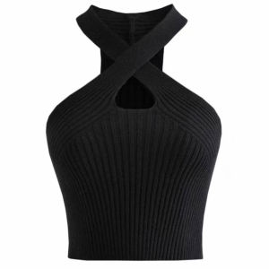 Korean Style Women Simple Vest Plain Halter Neck Sleeveless Crop Top COD