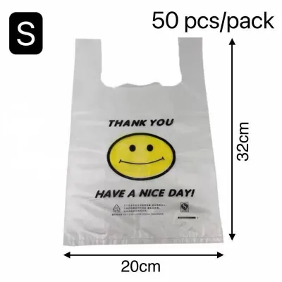 Plastic Bag Smiley Face Thank You Transparent Takeaway Packaging Food Grade Plastik Beg Murah Plastik Terima Kasih