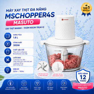 Máy Xay Thịt Đa Năng Masuto MSCHOPPER4S – Cối 1.8L Công Suất 300W Xay Nhuyễn Thực Phẩm