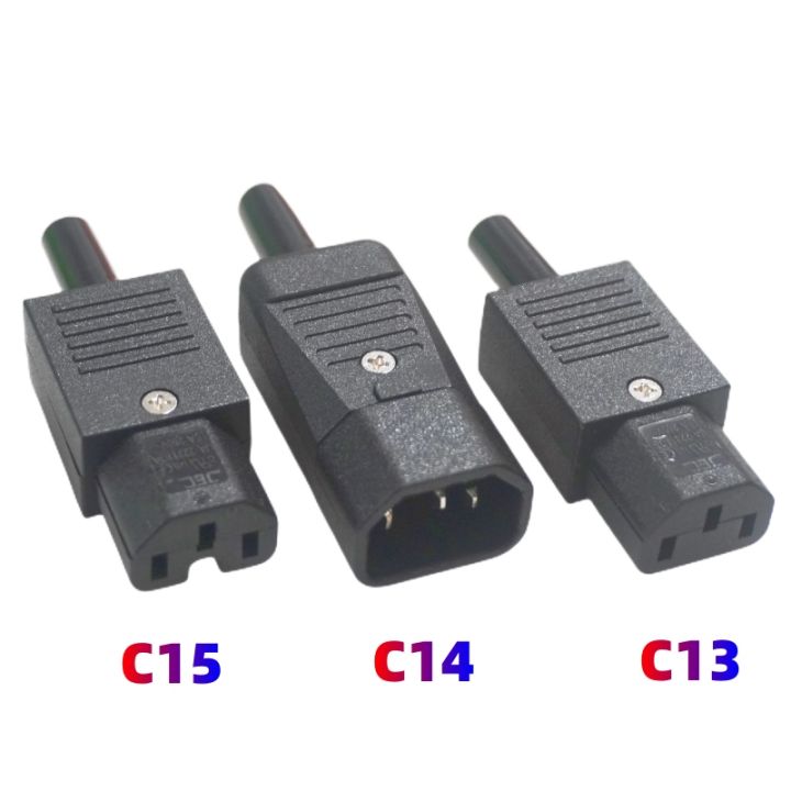 【yf】 Iec Straight Cable Plug Connector C13 C14 C15 10a 250v Black Female Male Rewirable Power 3 2410