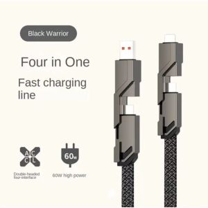 2024 New 4in1 metal cable 66W Fast charger Cable suitable for type C phone supports data transmis