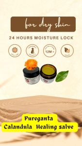 Pureganta Calendula Healing Salve -100% Natural Herbal Pure- all purpose balm-gatal-Eksim-Psoriasi-iritasi kulit karena plasma laser - derma pen