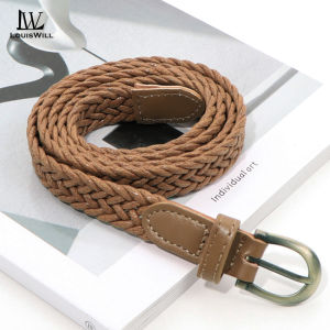 LouisWill Womens Belts Casual Rope Woven Belt Elegant Belt Needle Buckle Design Adjustable Girls Ladies Belt Fashion Long Straps Waistbands Dress Coat Alloy Buckle Decorations