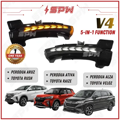 Perodua Ativa Alza Aruz /Toyota Raize Rush Veloz V4 Side Mirror Signal Light LED Sequential DRL Daytime Puddle Light Welcome Mode Dragon Scale