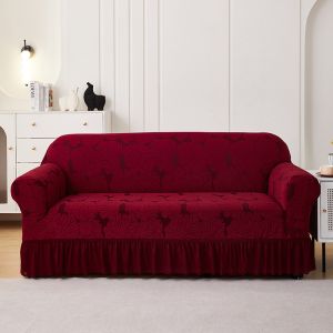Sofa Cover Slipcover Couch Protector Elastic Quilted Embossed Thick Fabric Skirted Corner Living Room 1 2 3 4 Seater