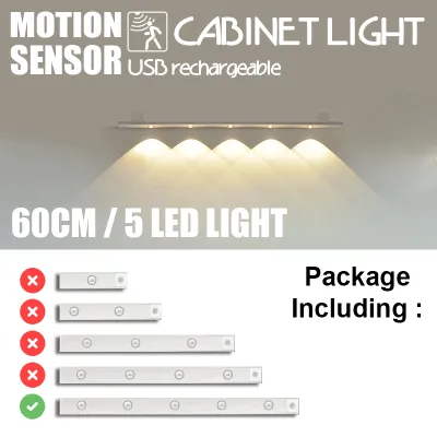Skyblue Motion Sensor LED Light Cabinet Lamp With USB Rechargeable Lampu Dinding Bilik Tidur For Kitchen Bedroom Night Tube