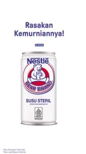 Susu Bear Brand Nestle Susu Steril kemasan kaleng 189ml (harga untuk Karton Paket 5-30kaleng).