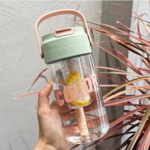 Lozzby 800ML Portable Water Bottle Tumbler Cup Straw Cup w/ Handle Outdoor
