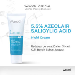 WARDAH Acnederm Night Treatment Moisturizer 40 ml - Pelembab Wajah Berjerawat dengan BHA - Krim Malam untuk Mencerahkan Kulit - Untuk Semua Jenis Kulit - Skincare