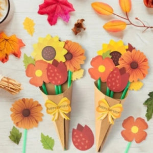 24Pcs Flower Bouuet Craft Kit DIY Paper Flower Making Kit Spring Flowers Crafts Home Classroom Activities Gifts for Birthday