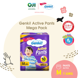 Genki! Mega Pants Diapers Baby - Size M (56s)/L (46s)/XL (40s)/XXL (34s)
