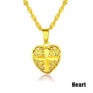 Authentic Love Heart Shaped Alluvial Gold Color Pendant Necklace Lady Elegant Gold Jewelry Necklace Necklace Necklace Birthday Gift