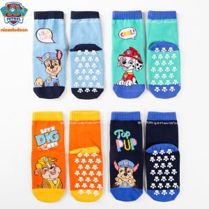 【4 In 1】 PAW Patrol Anti Slip Socks for Kids Infant Elastic Socks Floor Non Slip Socks Soft toddler Socks Boy Girls Soft Breathable Cotton Socks