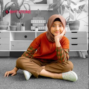 Setelan Tunik Celana Muslim Anak Remaja Perempuan Tanggung Usia 5 6 7 8 9 10 11 12 Tahun