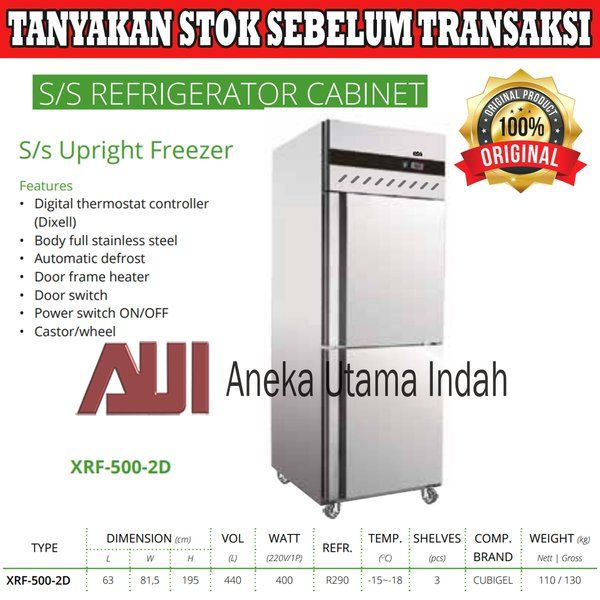 RSA XRF-500-2D SS Upright Freezer Kulkas Dapur Komersial Stainless ...