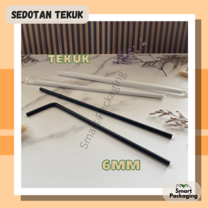 [ISI 500 PCS] Sedotan 6mm Hitam Tekuk Bungkus Kertas Higenis Single Pack / Straw Minuman Sekali Pakai