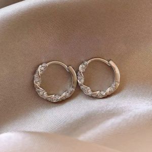 GUERBEIS Chi tiết tối giản mờ Hoa tai dạng vòng với lấp lánh thiết kế hình học thanh lịch cho nữ xu hướng thời trang 2024