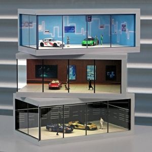 YOUSHI TOP Simulate Car Model Showroom 1/64 Scale Exhibition Hall Miniature Car Garage Display Case Transparent Garage Scene Model Collection