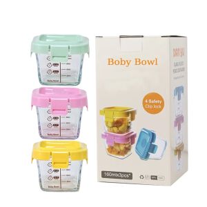 KOI STORE Tempat Mpasi Kaca 3PCS Wadah Mpasi Kaca Penyimpanan Mpasi Glass Baby Food Container BPA Free GFB01