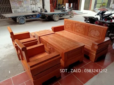 bàn ghế phòng khách gỗ sồi ngaảnh thật 100%