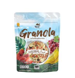 กราโนล่า ธัญพืชอบกรอบ รสสตรอเบอร์รี่และผลไม้ Younger farm 225 กรัม สูตรน้ำตาลน้อย แคลต่ำ Vegan อาหารเช้าสุดคลีน