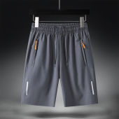 Mens Sports Casual Shorts 2025 New Ice Silk Quick Drying Loose Pants Fashion Beach Pants Mens Shorts with Zipper