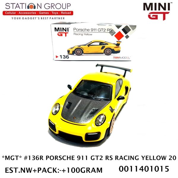 MINI GT #136R PORSCHE 911 GT2 RS RACING YELLOW 20 - DIECAST