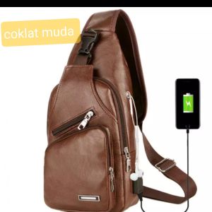 Megasari /Cod/ Perlengkapan Tas Usb Pria / Tas Slempang Kulit Usb Pria /Sling Bag Slempang Pria