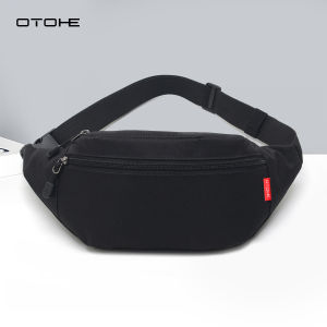OTOHE Men’s Waist Bag Chest Bag Crossbody Bag Multi-Functional Fitness Bag Three Layer Pocket Design Small Waist Pouch Waterproof Wear-Resistant Waist Bag with Adjustable Strap for Workout Running